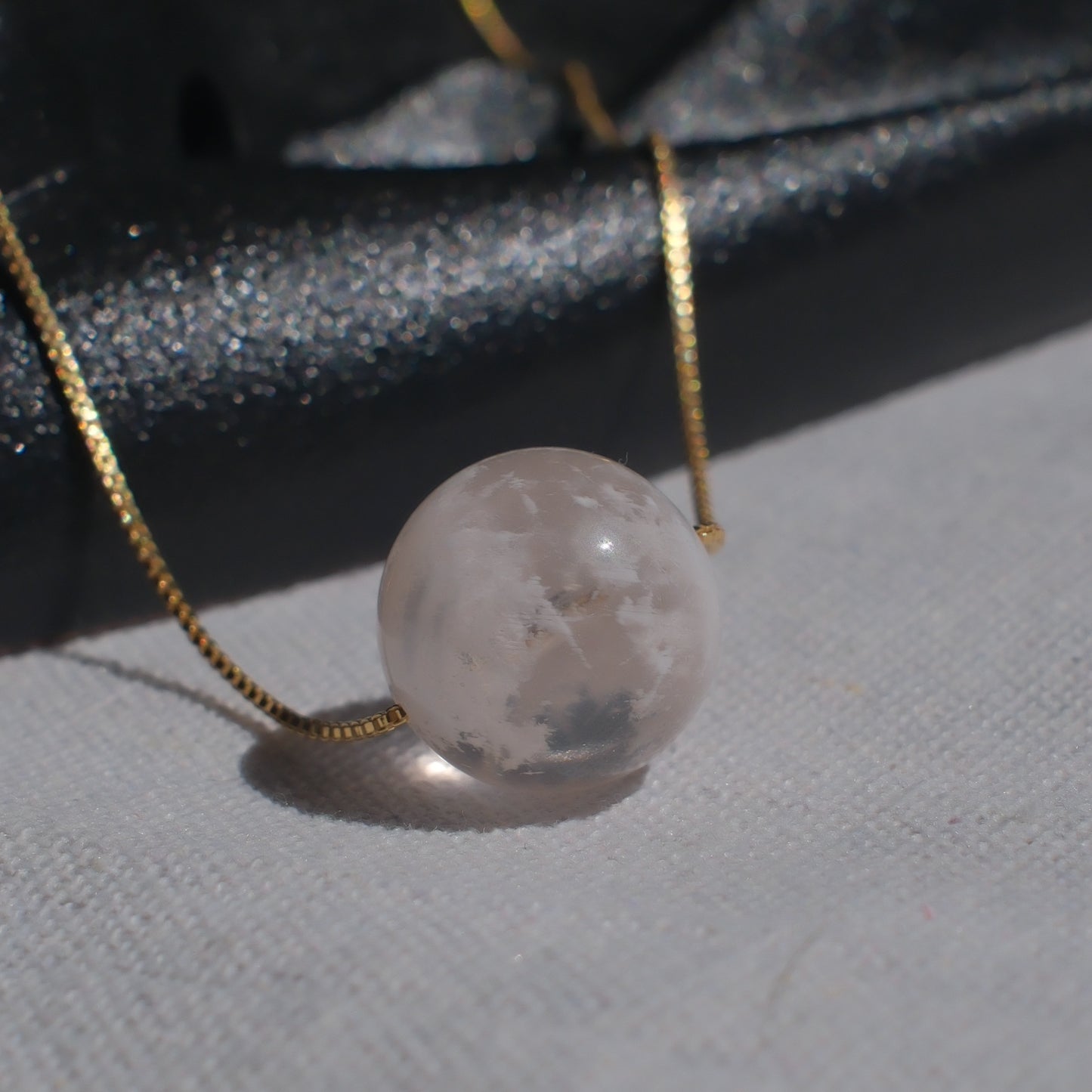 Light Pink Snow Phantom Quartz Pendant Necklace