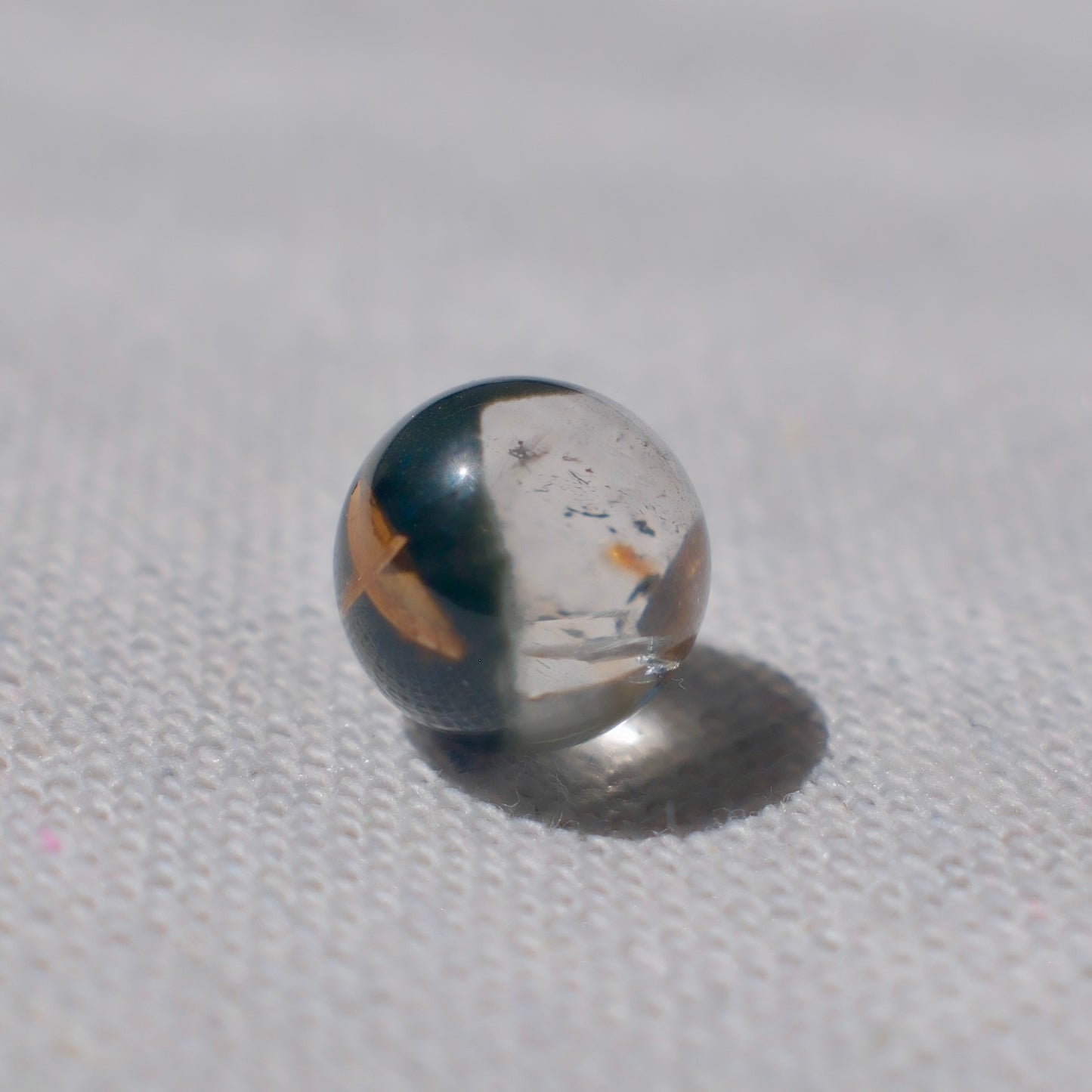 Half-Bowl Green Phantom Quartz Bead with Titanite – Undrilled