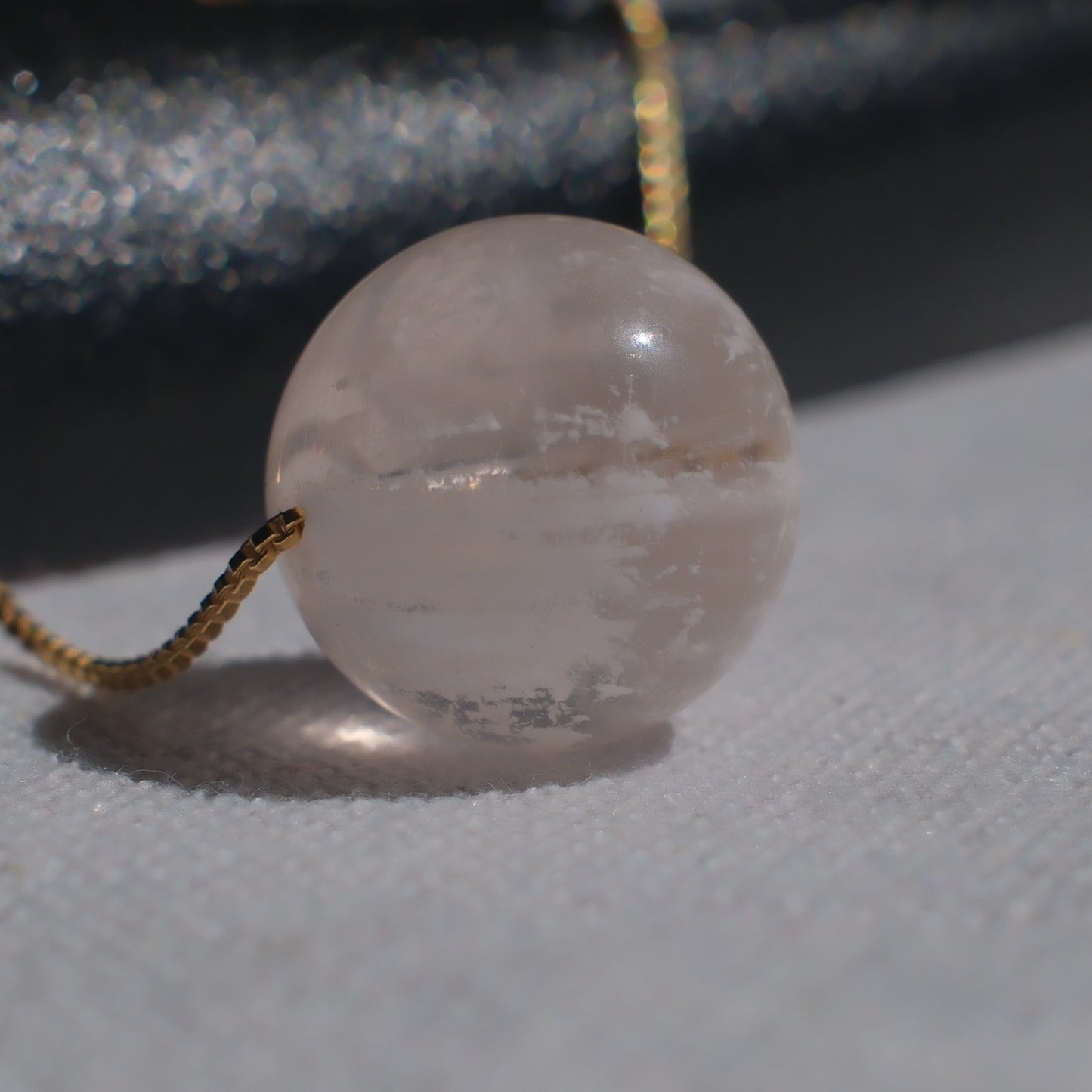 Light Pink Snow Phantom Quartz Pendant Necklace