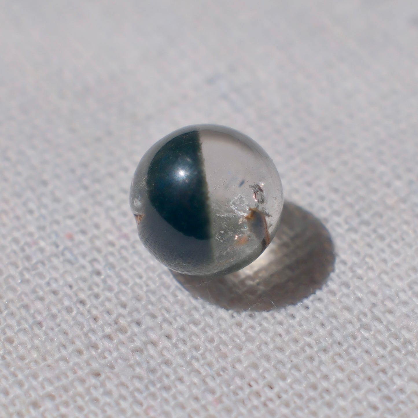 Half-Bowl Green Phantom Quartz Bead with Titanite – Undrilled