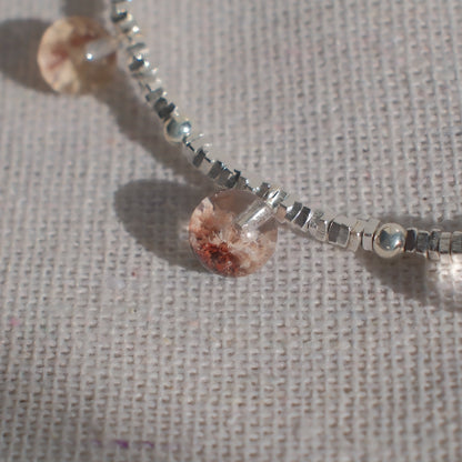 Bowl-Shaped Phantom Quartz Bracelet with Pendant