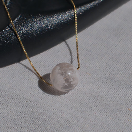 Light Pink Snow Phantom Quartz Pendant Necklace