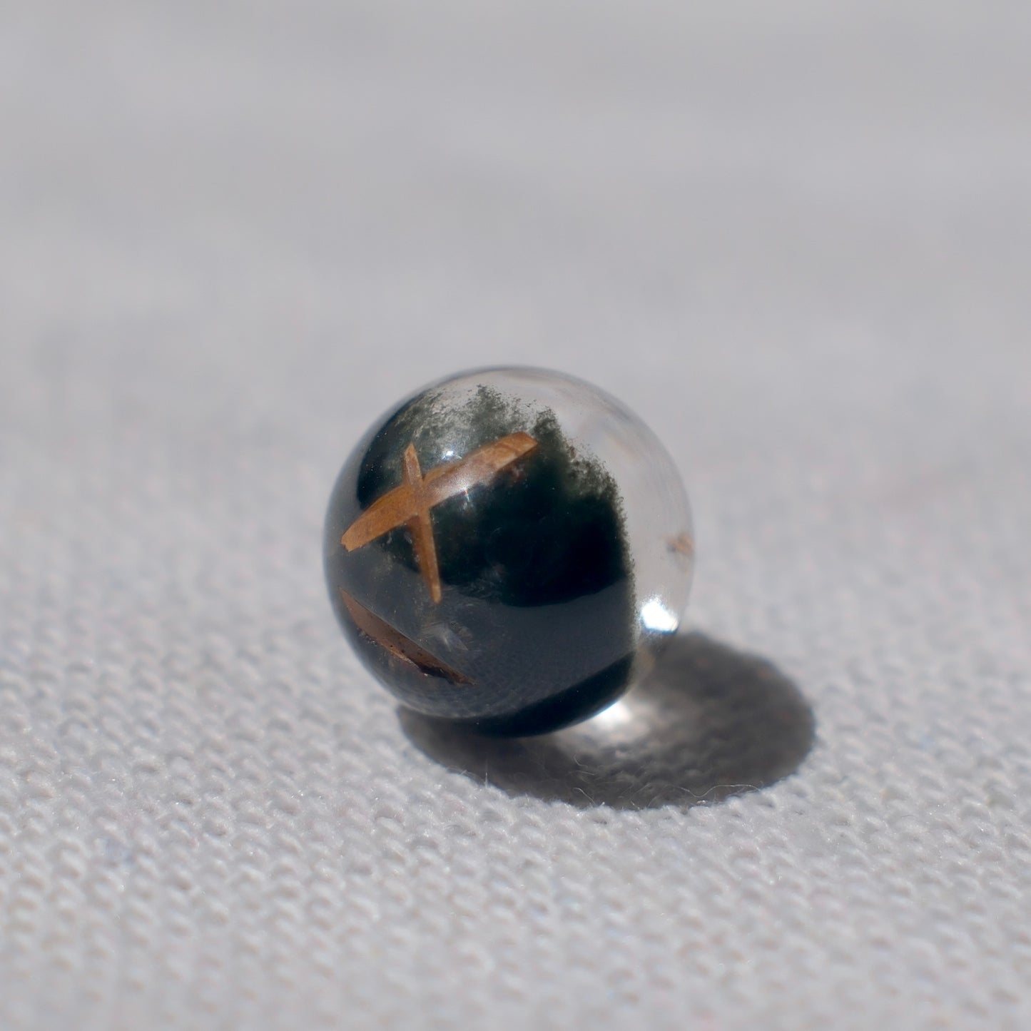 Half-Bowl Green Phantom Quartz Bead with Titanite – Undrilled