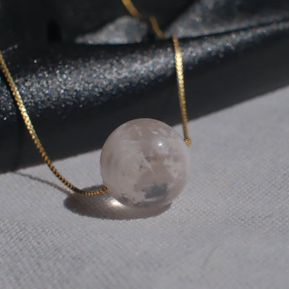 Light Pink Snow Phantom Quartz Pendant Necklace