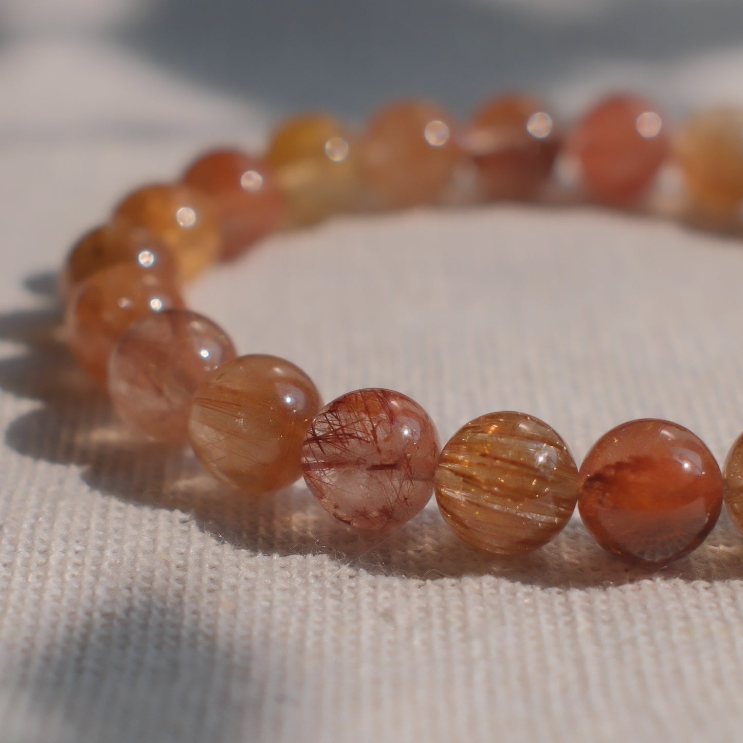 Multi-Tone Rutilated Quartz Bracelet – Semi-Translucent Finish