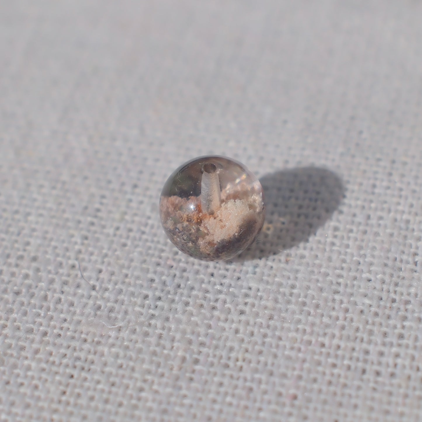 Pink Bowl-Shaped Phantom Quartz Bead – Drilled