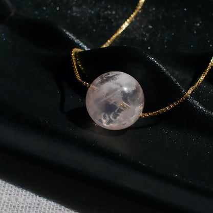 Vivid Pink Snow Phantom Quartz Pendant Necklace