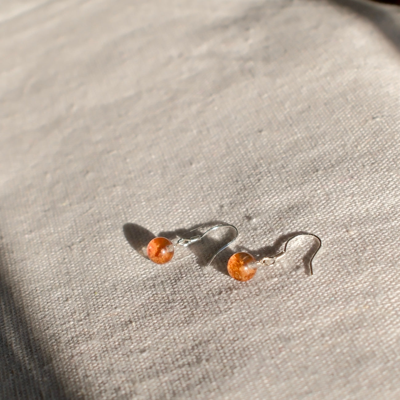 Custom Orange Bowl-Shaped Phantom Quartz Earrings
