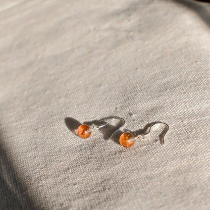 Custom Orange Bowl-Shaped Phantom Quartz Earrings