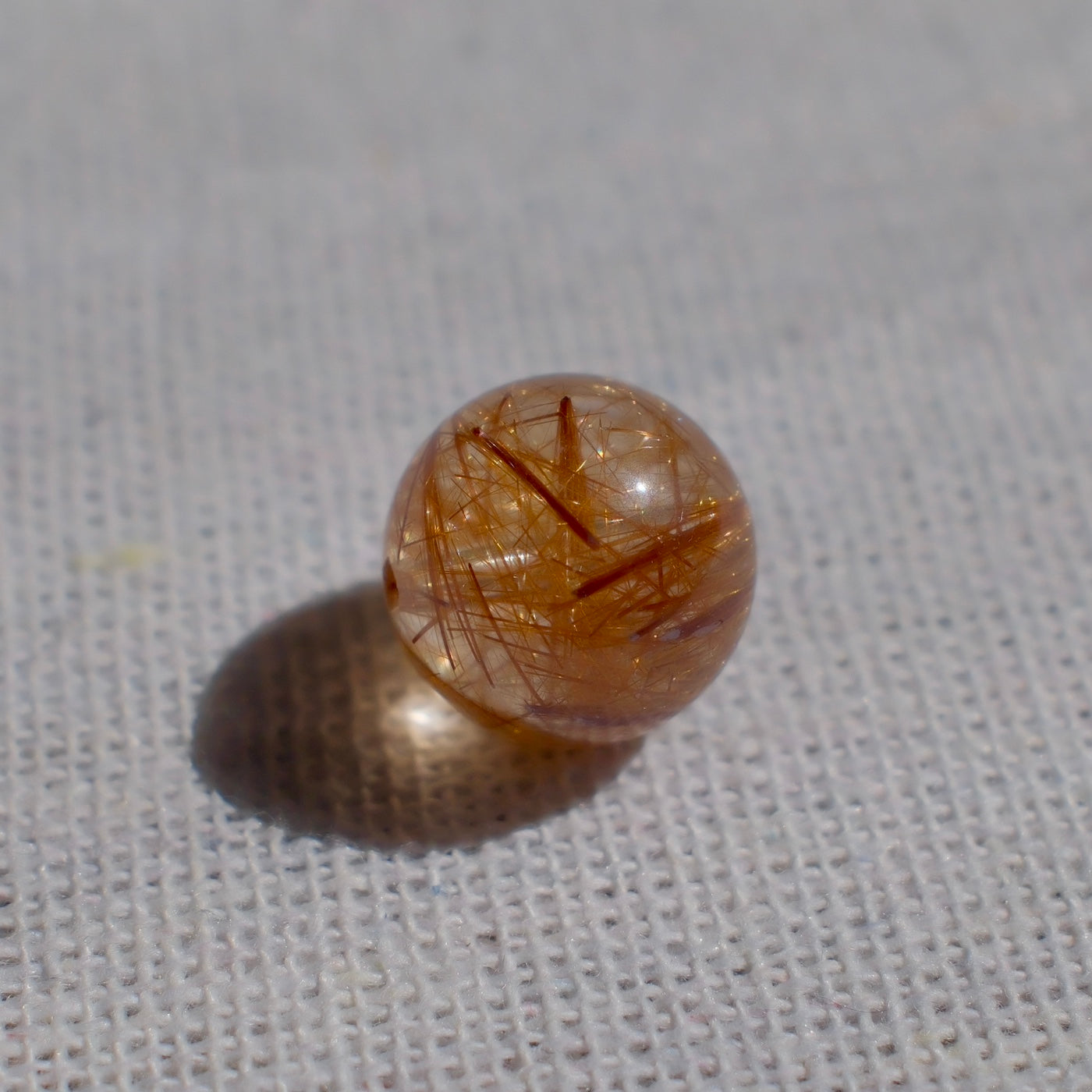 Natural Copper Rutilated Quartz Charm Bead
