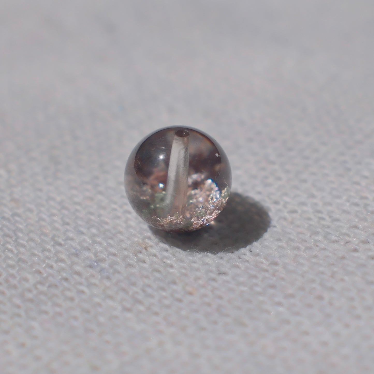 Pink & Green Bowl-Shaped Phantom Quartz Bead – Drilled