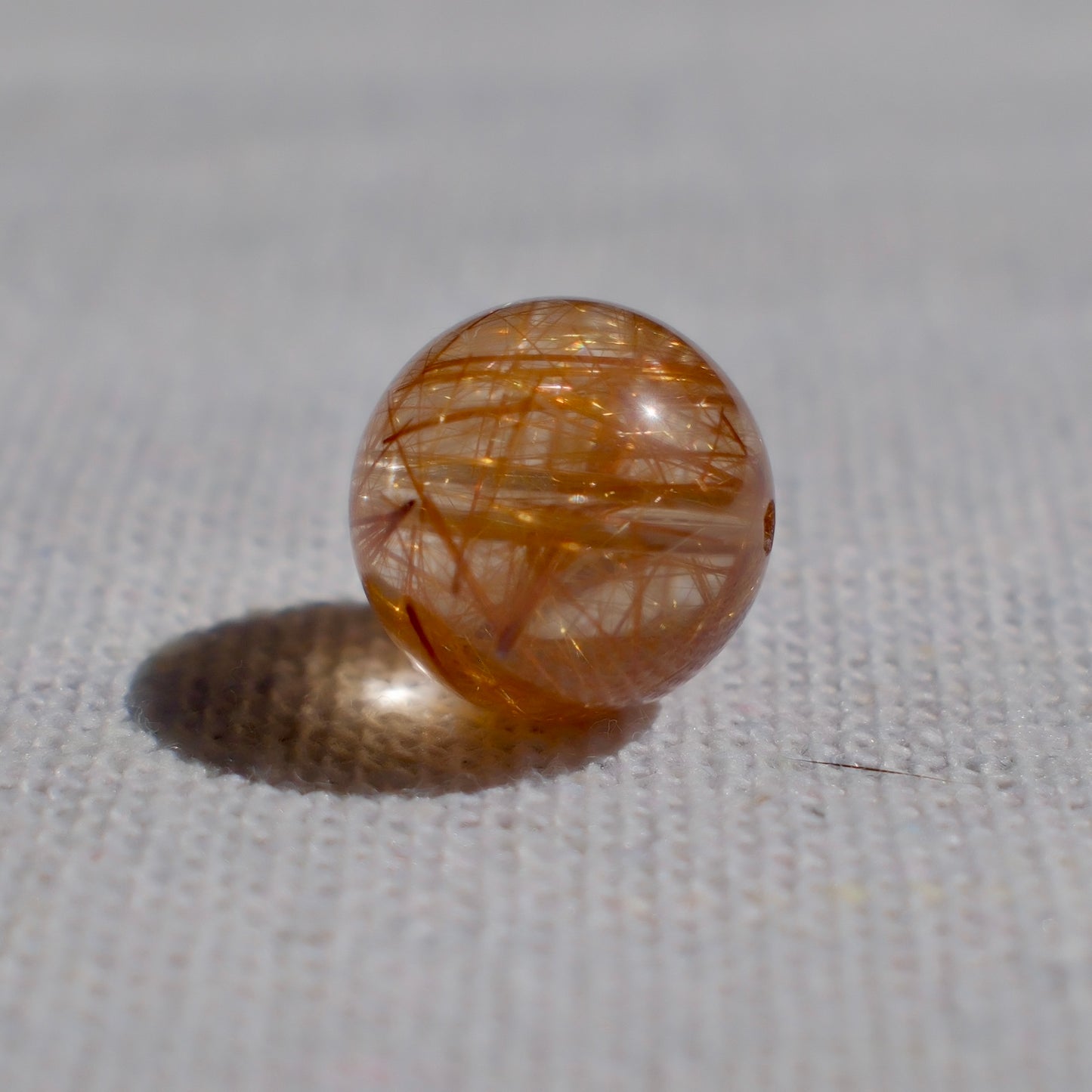Natural Copper Rutilated Quartz Charm Bead