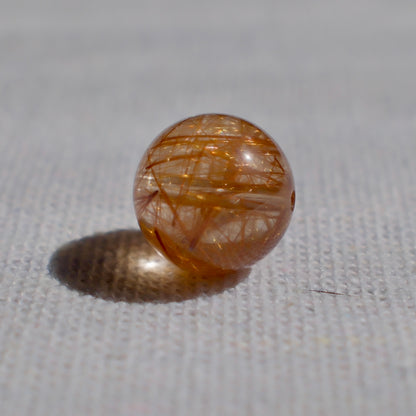 Natural Copper Rutilated Quartz Charm Bead