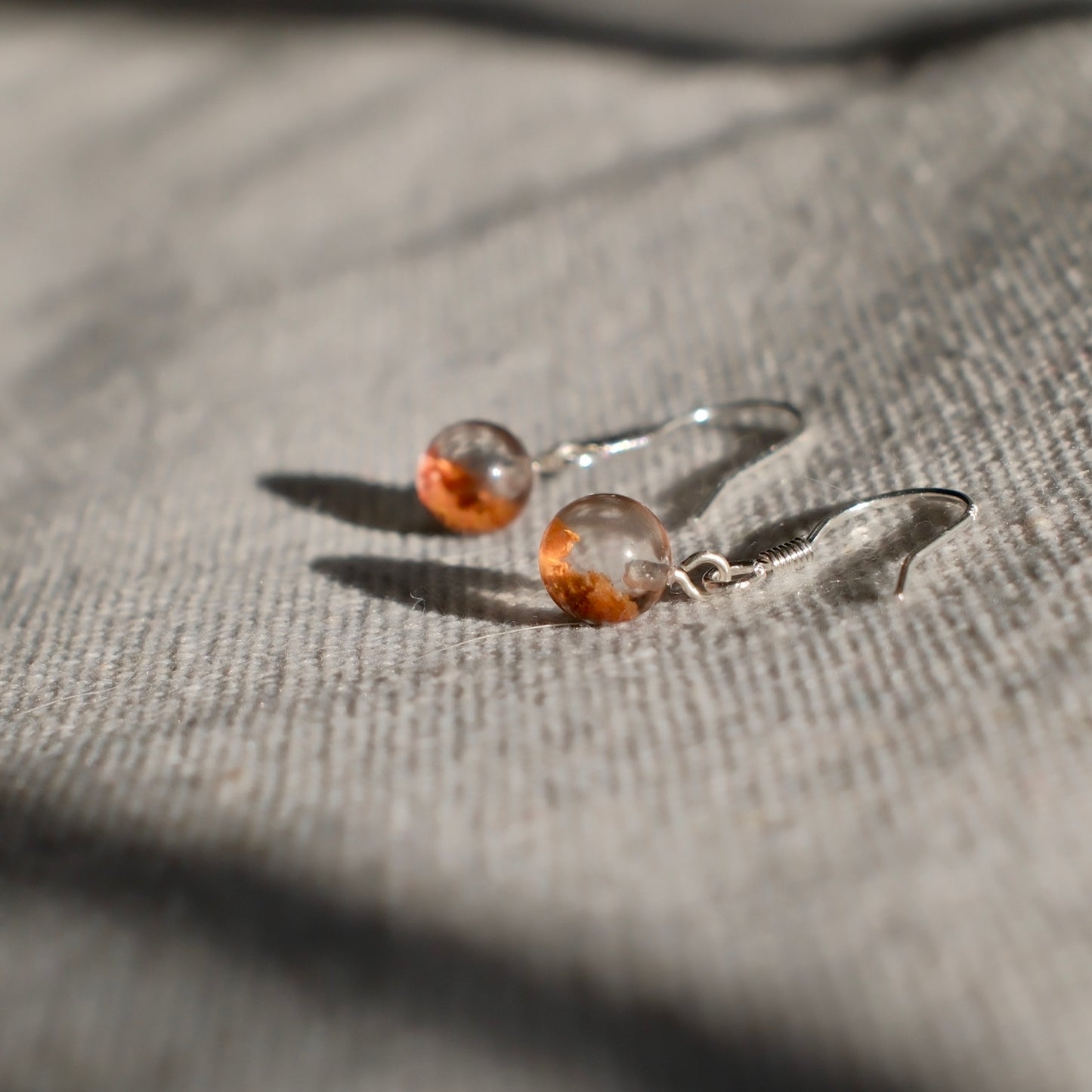 Custom Orange Bowl-Shaped Phantom Quartz Earrings