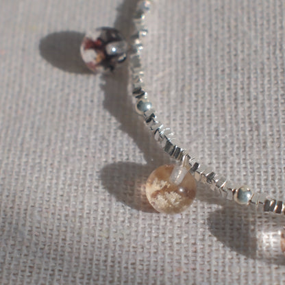 Bowl-Shaped Phantom Quartz Bracelet with Pendant
