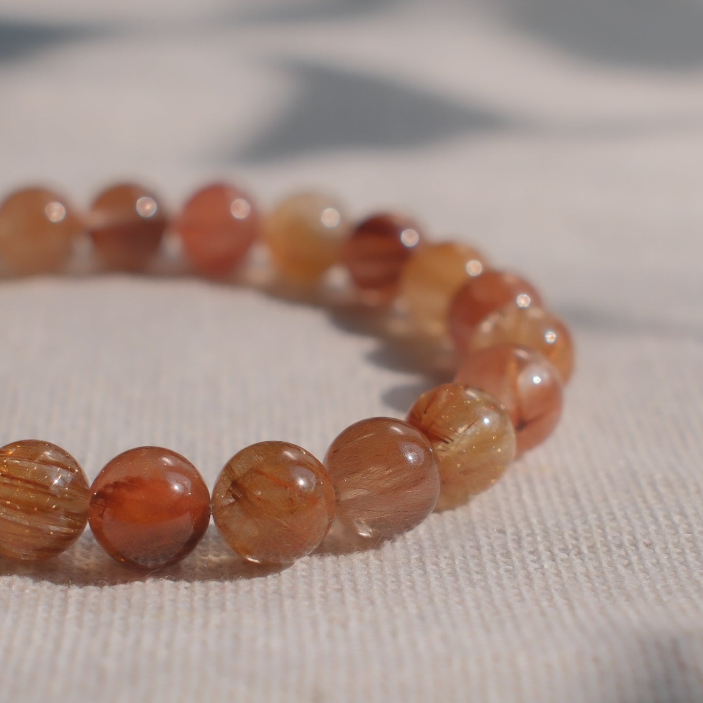 Multi-Tone Rutilated Quartz Bracelet – Semi-Translucent Finish