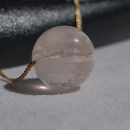Light Pink Snow Phantom Quartz Pendant Necklace