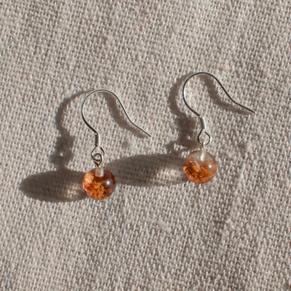 Custom Orange Bowl-Shaped Phantom Quartz Earrings