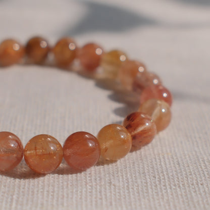 Multi-Tone Rutilated Quartz Bracelet – Semi-Translucent Finish