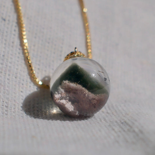 Two-Tone Pyramid Phantom Quartz Necklace
