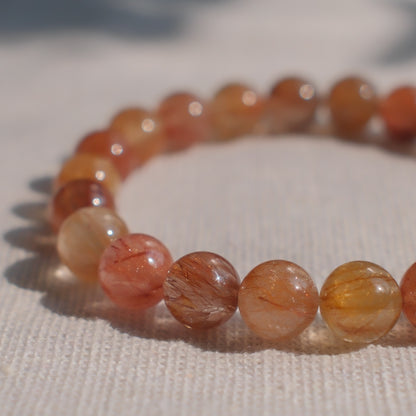 Multi-Tone Rutilated Quartz Bracelet – Semi-Translucent Finish