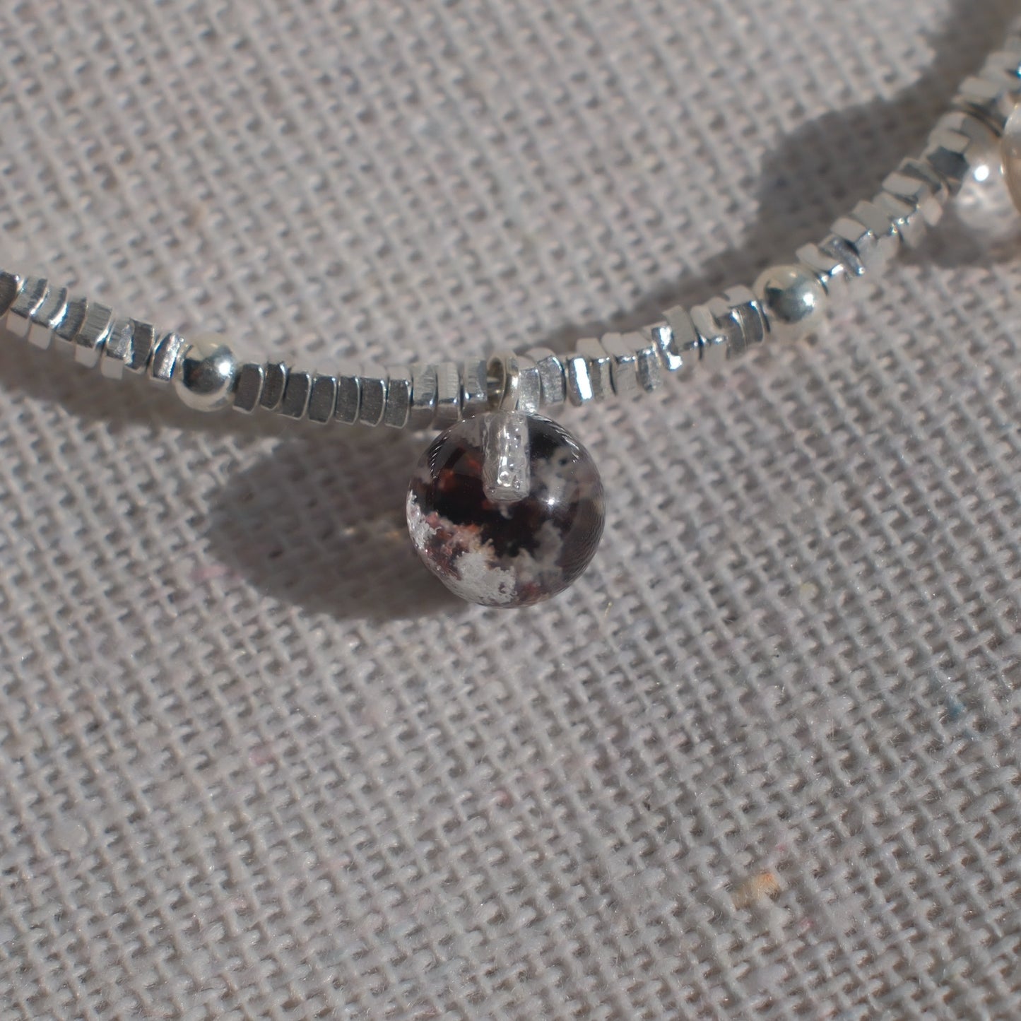 Bowl-Shaped Phantom Quartz Bracelet with Pendant
