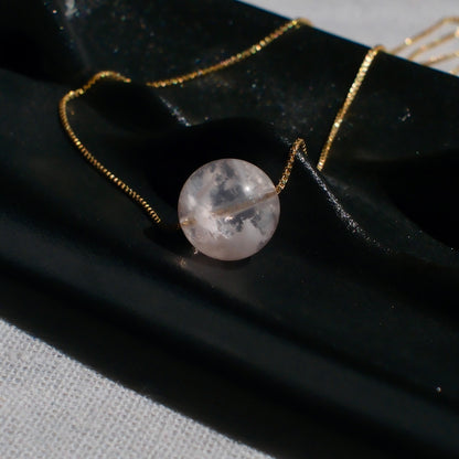 Vivid Pink Snow Phantom Quartz Pendant Necklace