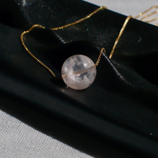 Vivid Pink Snow Phantom Quartz Pendant Necklace