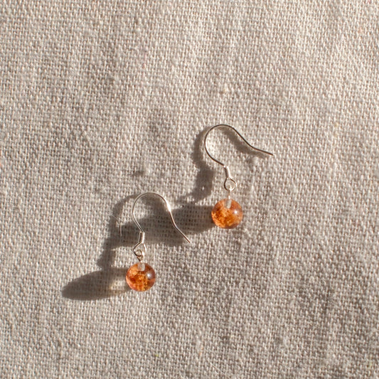 Custom Orange Bowl-Shaped Phantom Quartz Earrings