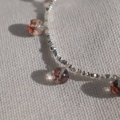 Bowl-Shaped Phantom Quartz Bracelet with Pendant