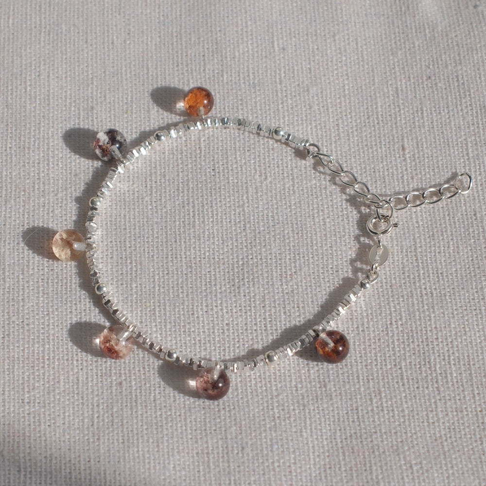 Bowl-Shaped Phantom Quartz Bracelet with Pendant