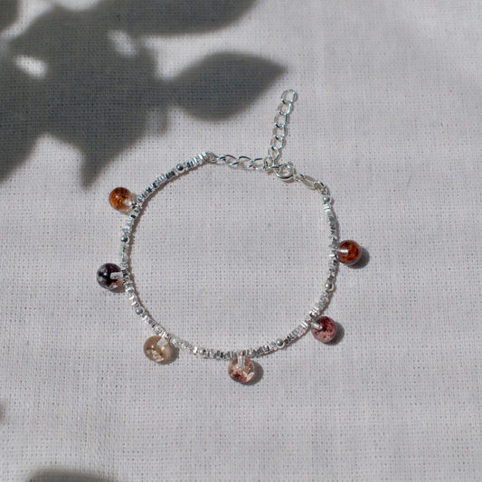 Bowl-Shaped Phantom Quartz Bracelet with Pendant