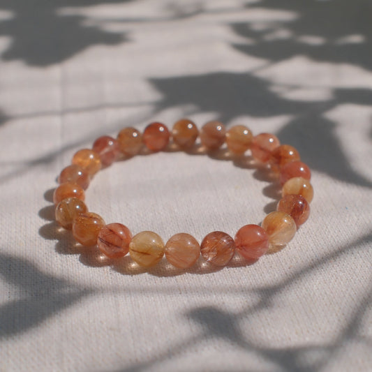 Multi-Tone Rutilated Quartz Bracelet – Semi-Translucent Finish